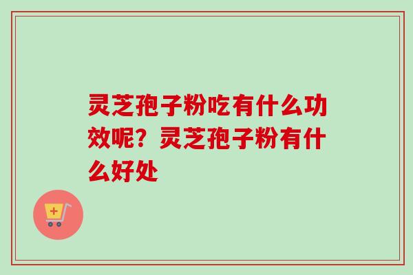 灵芝孢子粉吃有什么功效呢？灵芝孢子粉有什么好处