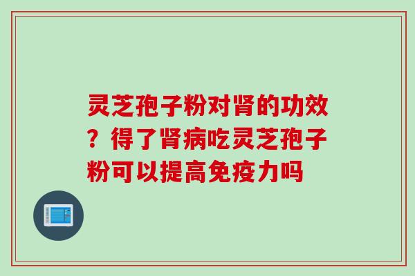 灵芝孢子粉对肾的功效？得了肾病吃灵芝孢子粉可以提高免疫力吗