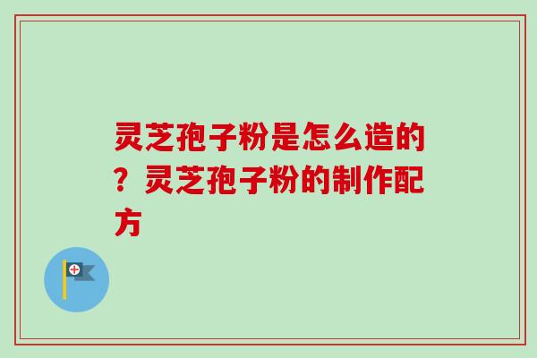灵芝孢子粉是怎么造的？灵芝孢子粉的制作配方