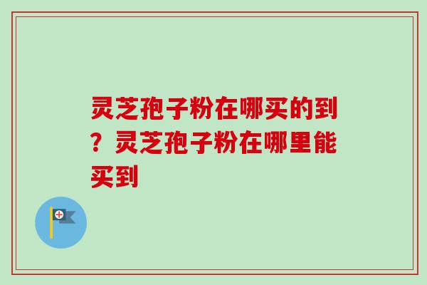 灵芝孢子粉在哪买的到？灵芝孢子粉在哪里能买到
