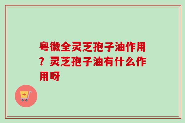粤徽全灵芝孢子油作用？灵芝孢子油有什么作用呀