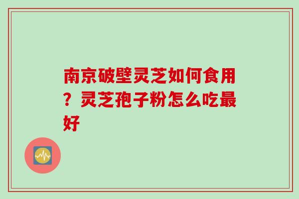 南京破壁灵芝如何食用？灵芝孢子粉怎么吃最好