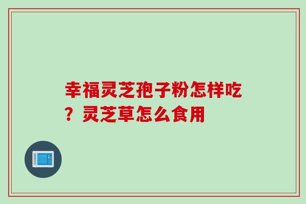 幸福灵芝孢子粉怎样吃？灵芝草怎么食用
