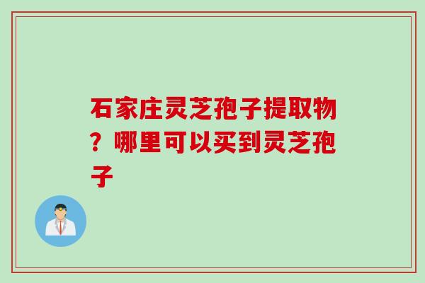 石家庄灵芝孢子提取物？哪里可以买到灵芝孢子