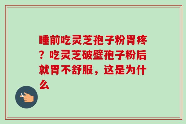 睡前吃灵芝孢子粉胃疼？吃灵芝破壁孢子粉后就胃不舒服，这是为什么