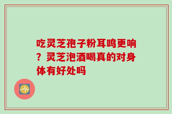 吃灵芝孢子粉耳鸣更响？灵芝泡酒喝真的对身体有好处吗
