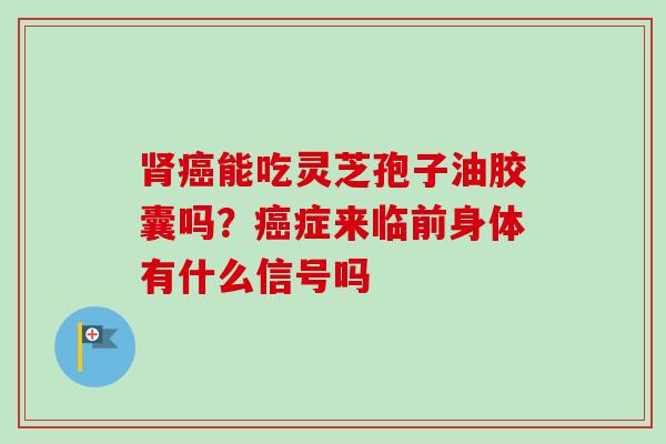 能吃灵芝孢子油胶囊吗?症来临前身体有什么信号吗 能吃灵芝孢子油胶囊吗?症来临前身体有什么信号吗