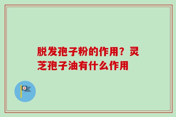 孢子粉的作用？灵芝孢子油有什么作用