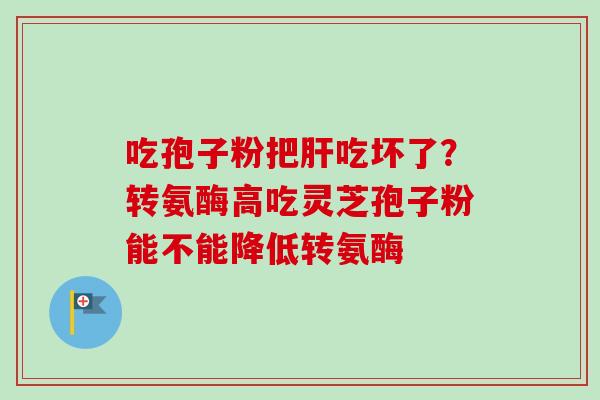 吃孢子粉把肝吃坏了？转氨酶高吃灵芝孢子粉能不能降低转氨酶
