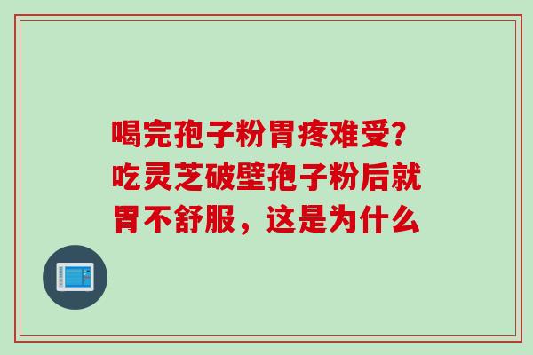 喝完孢子粉胃疼难受？吃灵芝破壁孢子粉后就胃不舒服，这是为什么