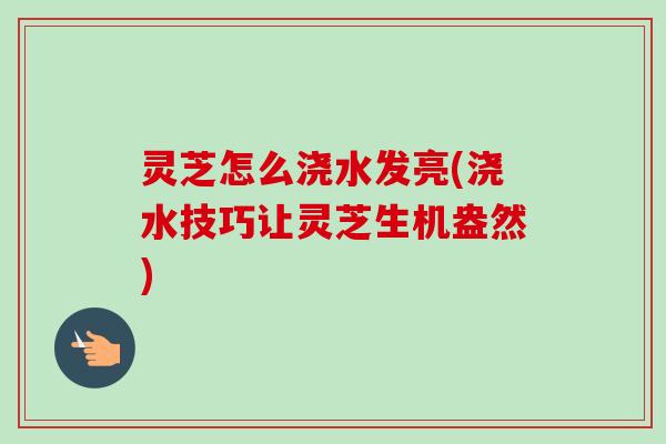 灵芝怎么浇水发亮(浇水技巧让灵芝生机盎然) 灵芝怎么浇水发亮(浇水技巧让灵芝生机盎然)