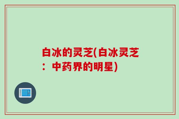 白冰的灵芝(白冰灵芝：中药界的明星)