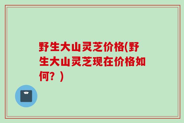 野生大山灵芝价格(野生大山灵芝现在价格如何？)