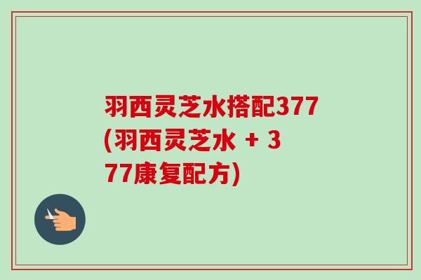 羽西灵芝水搭配377(羽西灵芝水 + 377康复配方)