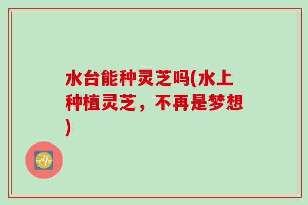水台能种灵芝吗(水上种植灵芝，不再是梦想)