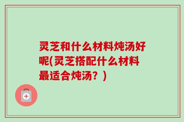 灵芝和什么材料炖汤好呢(灵芝搭配什么材料最适合炖汤？)