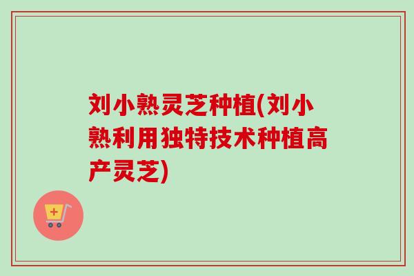 刘小熟灵芝种植(刘小熟利用独特技术种植高产灵芝)