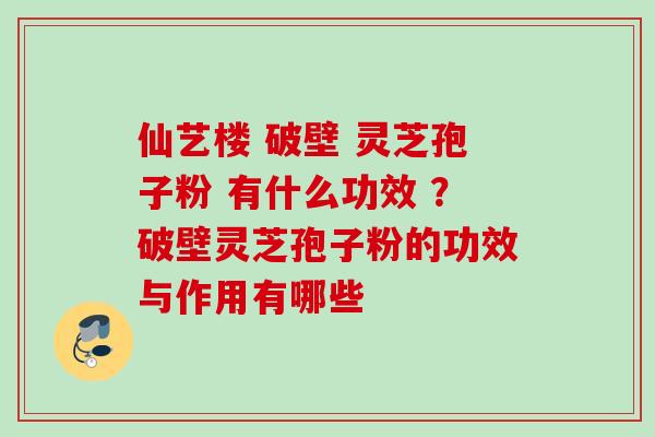 仙艺楼 破壁 灵芝孢子粉 有什么功效 ？破壁灵芝孢子粉的功效与作用有哪些