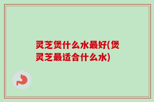 灵芝煲什么水最好(煲灵芝最适合什么水)