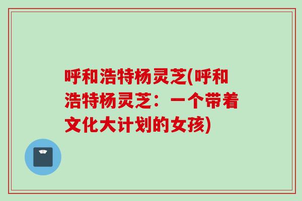 呼和浩特杨灵芝(呼和浩特杨灵芝：一个带着文化大计划的女孩)