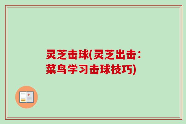 灵芝击球(灵芝出击：菜鸟学习击球技巧)