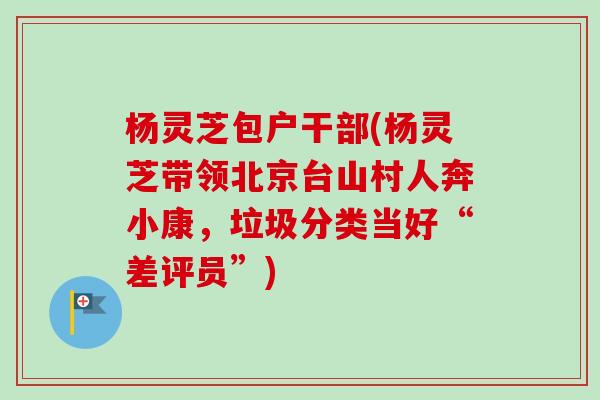 杨灵芝包户干部(杨灵芝带领北京台山村人奔小康，垃圾分类当好“差评员”)