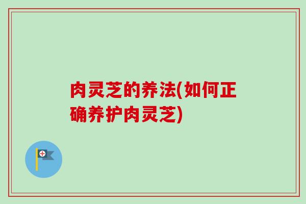 肉灵芝的养法(如何正确养护肉灵芝)