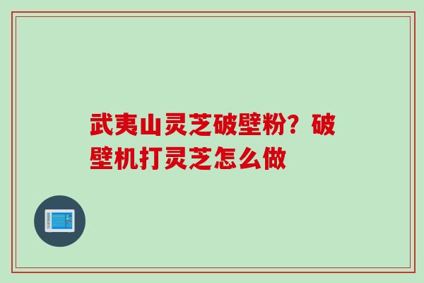 武夷山灵芝破壁粉？破壁机打灵芝怎么做