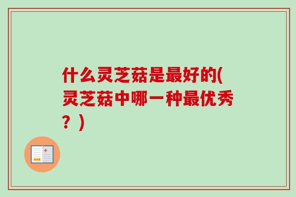 什么灵芝菇是最好的(灵芝菇中哪一种最优秀？)