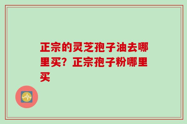 正宗的灵芝孢子油去哪里买？正宗孢子粉哪里买
