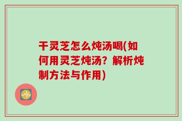 干灵芝怎么炖汤喝(如何用灵芝炖汤？解析炖制方法与作用)