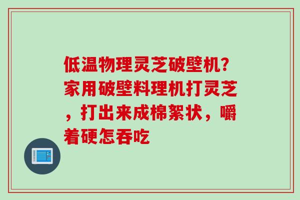 低温物理灵芝破壁机？家用破壁料理机打灵芝，打出来成棉絮状，嚼着硬怎吞吃