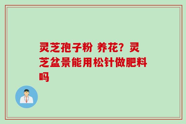 灵芝孢子粉 养花？灵芝盆景能用松针做肥料吗