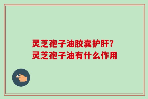 灵芝孢子油胶囊护肝？灵芝孢子油有什么作用
