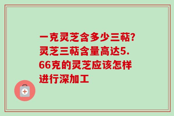 一克灵芝含多少三萜？灵芝三萜含量高达5.66克的灵芝应该怎样进行深加工