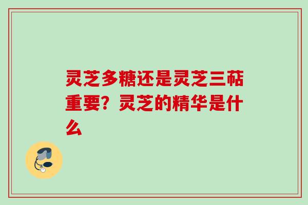灵芝多糖还是灵芝三萜重要？灵芝的精华是什么