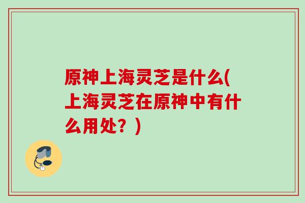 原神上海灵芝是什么(上海灵芝在原神中有什么用处？)