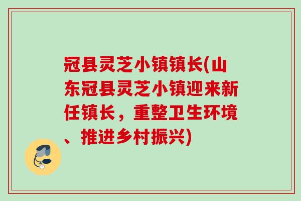 冠县灵芝小镇镇长(山东冠县灵芝小镇迎来新任镇长，重整卫生环境、推进乡村振兴)