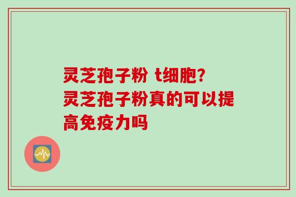 灵芝孢子粉 t细胞？灵芝孢子粉真的可以提高免疫力吗