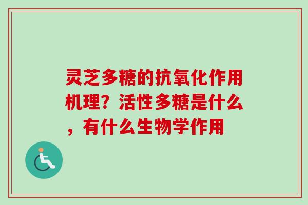 灵芝多糖的抗氧化作用机理？活性多糖是什么，有什么生物学作用