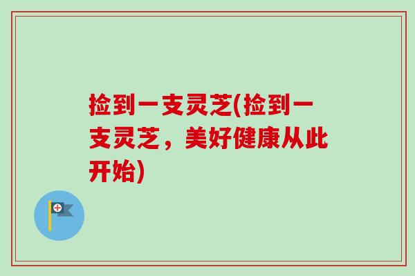 捡到一支灵芝(捡到一支灵芝,美好健康从此开始) 捡到一支灵芝(捡到一支灵芝,美好健康从此开始)