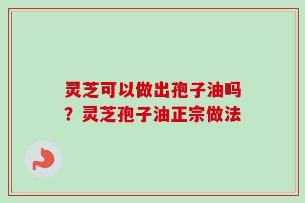 灵芝可以做出孢子油吗？灵芝孢子油正宗做法