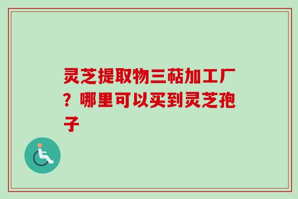 灵芝提取物三萜加工厂？哪里可以买到灵芝孢子
