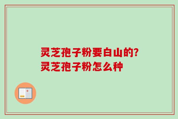 灵芝孢子粉要白山的？灵芝孢子粉怎么种