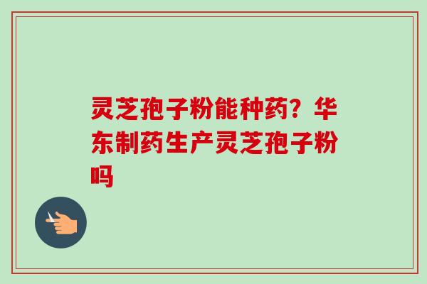 灵芝孢子粉能种药？华东制药生产灵芝孢子粉吗