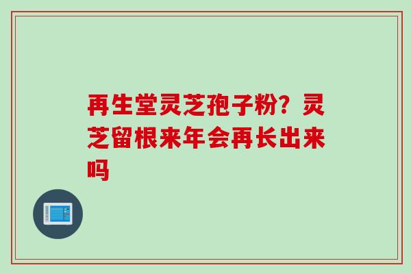 再生堂灵芝孢子粉？灵芝留根来年会再长出来吗