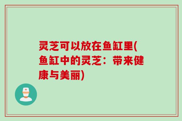灵芝可以放在鱼缸里(鱼缸中的灵芝：带来健康与美丽)
