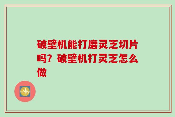 破壁机能打磨灵芝切片吗？破壁机打灵芝怎么做