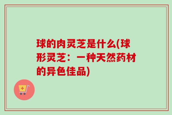 球的肉灵芝是什么(球形灵芝：一种天然药材的异色佳品)