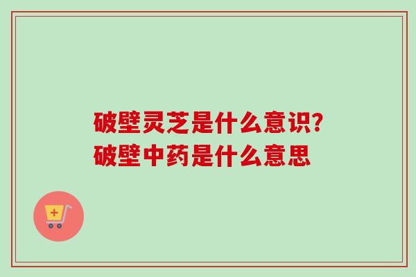 破壁灵芝是什么意识？破壁中药是什么意思